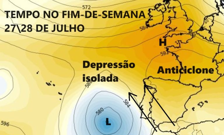 Tempo este fim-de-semana 27-28 de Julho - Dois dias diferentes, com aproximação de uma depressão isolada! Trovoadas em breve? Saiba a nossa previsão meteorológica!