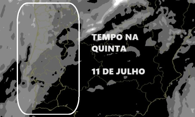 Tempo na Quinta, 11 de Julho - Cada vez mais o calor se reforça no Interior da Península, mas em Portugal temos nuvens e mais nuvens... Previsão completa!