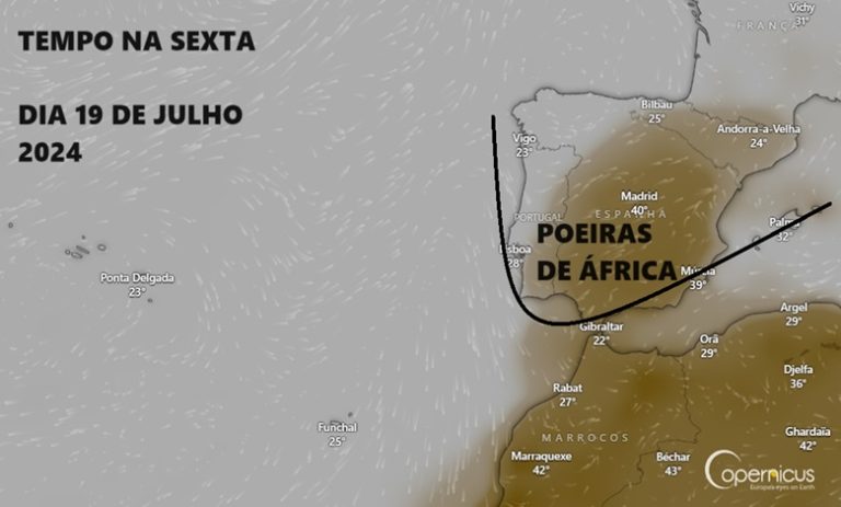 Tempo na Sexta, 19 de Julho – Poeiras de África e MUITO CALOR em algumas regiões, mas com neblinas também… – Saiba a previsão completa! Tempo na Sexta, 19 de Julho - Poeiras de África e MUITO CALOR em algumas regiões, mas com neblinas também... - Saiba a previsão completa!
