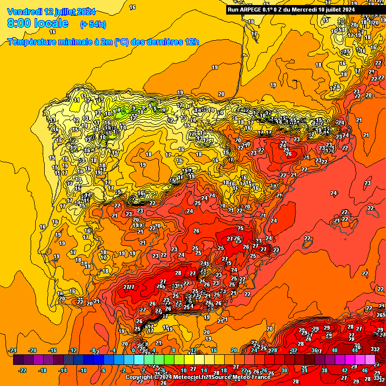 Tempo na Sexta, 12 de Julho - Novamente a nortada forte e descida de temperatura - anticiclone entre duas perturbações - saiba a previsão completa! Temperaturas na Sexta