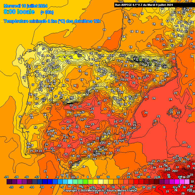 Tempo na Quarta, 10 de Julho - Dorsal Africana do anticiclone a subir... mas uma nova depressão em aproximação - Verão instável persiste - previsão completa! Temperaturas na Quarta, 10 de Julho - previsão ARPEGE