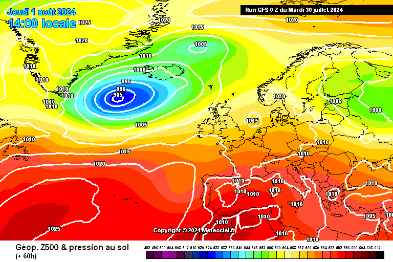 Tempo na Quinta, 1 de Agosto - Agosto entra com bastante vento, e descida das temperaturas - saiba a previsão completa! Tempo na Quinta, previsão GFS