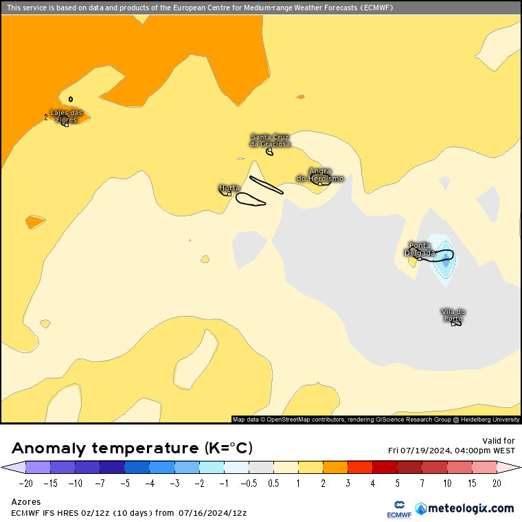 Tempo na Sexta, 19 de Julho - Poeiras de África e MUITO CALOR em algumas regiões, mas com neblinas também... - Saiba a previsão completa! Anomalia de temperatura na Sexta, dia 19 de Julho