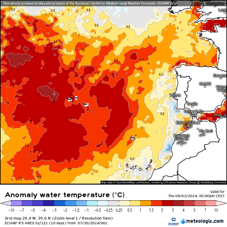 Tempo na Quinta, 1 de Agosto - Agosto entra com bastante vento, e descida das temperaturas - saiba a previsão completa! Temperatura do mar mais quente que o normal