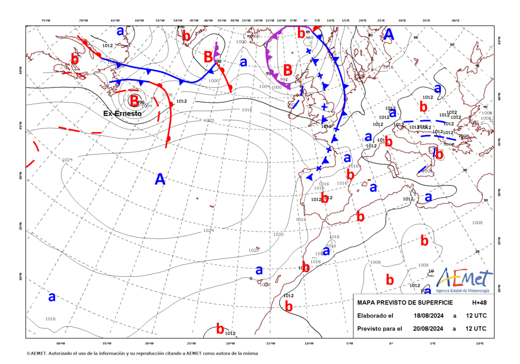 Tempo na Terça, 20 de Agosto - Atenção ao vento muito forte de Norte (nortada)! Calor só no Interior - saiba como vai estar na sua região! Tempo na Terça, 19 de Agosto - Previsão Superfície