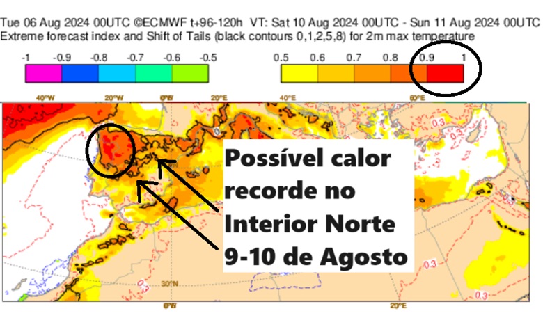 Calor extremo - 45ºC possíveis no Interior do país e o fim da nortada... - Saiba como estará na sua região entre 8 a 11 de Agosto! Calor extremo - 45ºC possíveis no Interior do país e o fim da nortada... - Saiba como estará na sua região entre 8 a 11 de Agosto!