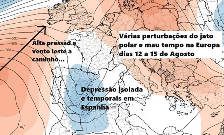 Mau Tempo na Europa entre os dias 12 e 15 de Agosto, e vento leste em Portugal – calor no litoral em breve? – Saiba com o que contar! Mau Tempo na Europa entre os dias 12 e 15 de Agosto, e vento leste em Portugal - calor no litoral em breve? - Saiba com o que contar!