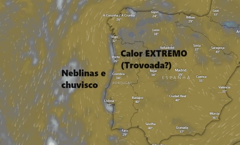 Tempo no Sábado, 10 de Agosto - Calor extremo, mas também neblinas e possível trovoada - saiba como estará na sua região! - Previsão completa!