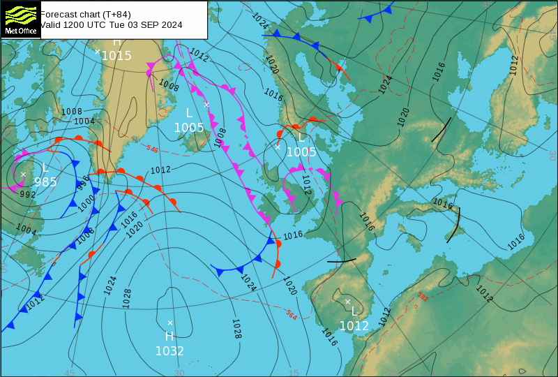 Tempo na Terça, 3 de Agosto, MetOffice