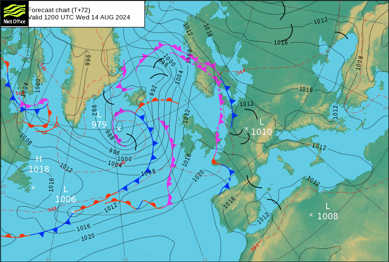 Tempo na Quarta, 14 de Agosto - Um dia de nortada intensa, com o anticiclone a intensificar - mudança a caminho... - Saiba com o que contar! Tempo na Quarta, 14 de Agosto - Previsão MetOffice