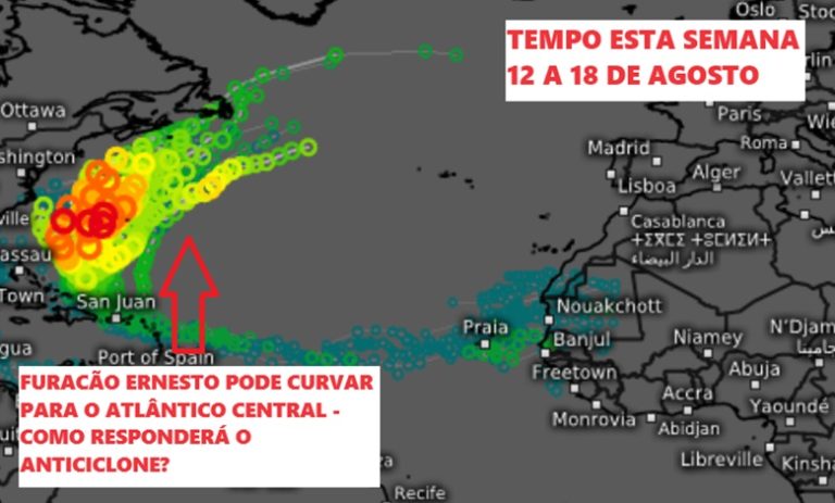 Tempo esta semana – 12 a 18 de Agosto – Semana começa mais fresca, calor intenso regressa a seguir… se o furacão Ernesto deixar! – saiba a nossa previsão completa! Tempo esta semana - 12 a 18 de Agosto - Semana começa mais fresca, calor intenso regressa a seguir... se o furacão Ernesto deixar! - saiba a nossa previsão completa!