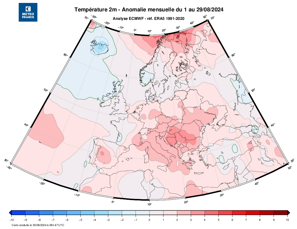 Tempo em Agosto - Anomalia de temperatura significativa no Interior