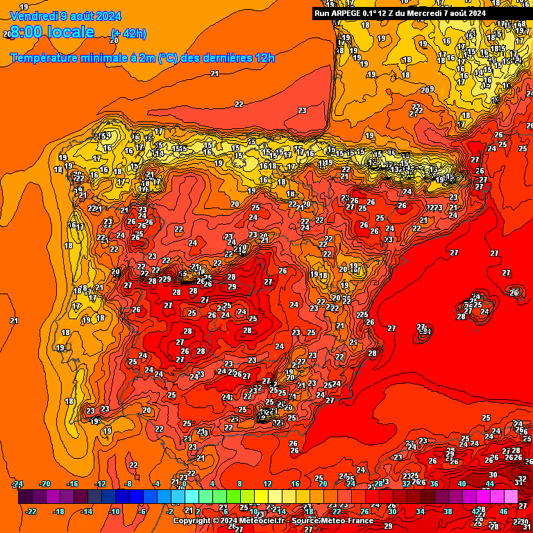 Tempo na Sexta, 9 de Agosto - Dorsal Africana do anticiclone - Temperaturas excecionais e poeiras! - saiba como poderá estar na sua região! Temperaturas na Sexta, 9 de Agosto
