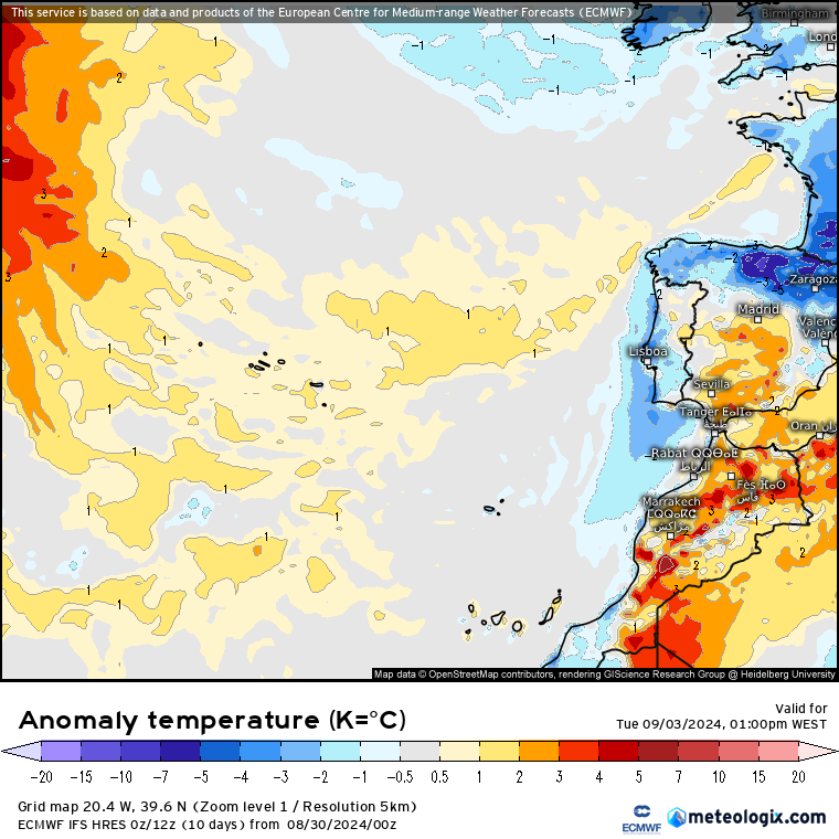 Anomalia de temperatura na Terça-feira