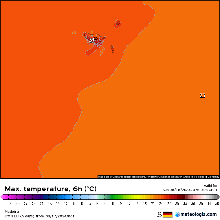 Tempo no Domingo, 18 de Agosto - Temperaturas descem, e pode haver chuvisco em alguns locais - Saiba com o que contar na sua região! Temperaturas máximas na Madeira, Domingo, 18 de Agosto