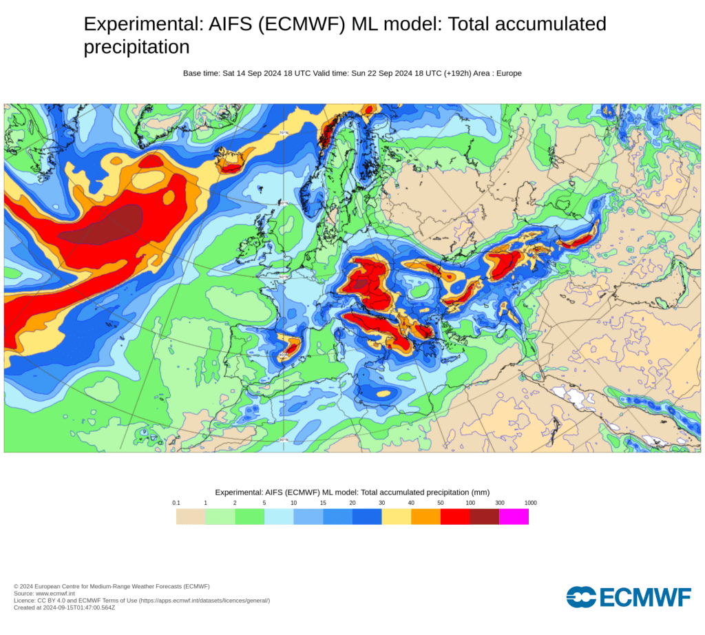 Previsão de precipitação até 22 de Setembro - AIFS