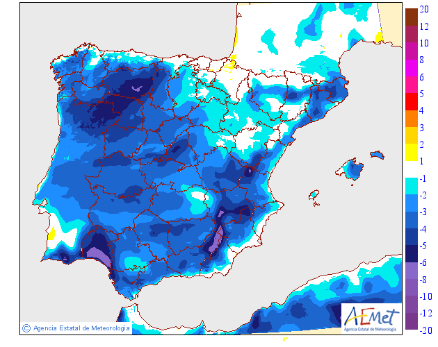 Tempo na Terça, 17 de Setembro - Risco de incêndio extremo, com vento muito forte previsto - saiba a previsão meteorológica completa Variação de temperaturas AEMET - Terça 17 Setembro