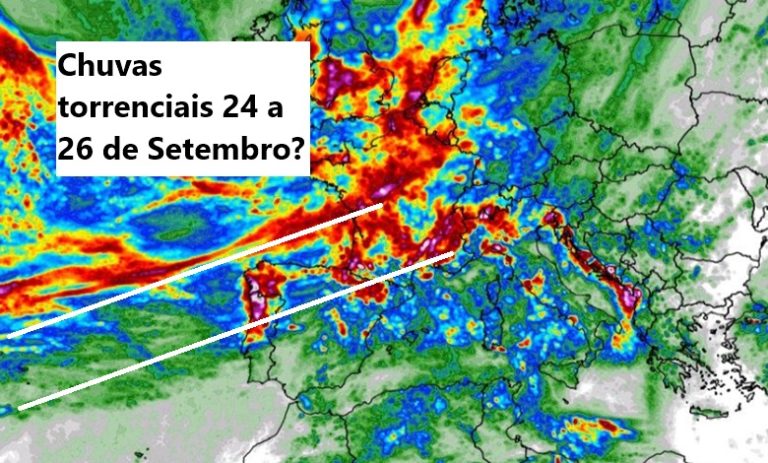 Tempo mais seco no domingo depois dos aguaceiros... Saiba mais sobre a possibilidade de tempestade de chuva e vento entre dias 24 a 26 de setembro!