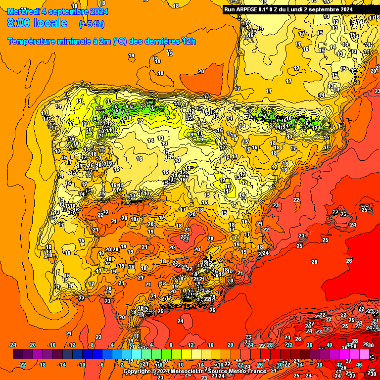Tempo na Quarta, 4 de Setembro - Mudança de tempo, com anticiclone a aproximar-se, depressões mais longe - Temperaturas sobem, com risco de incêndio - Saiba a nossa previsão completa! Temperaturas na Quarta, 4 de Setembro - ARPEGE