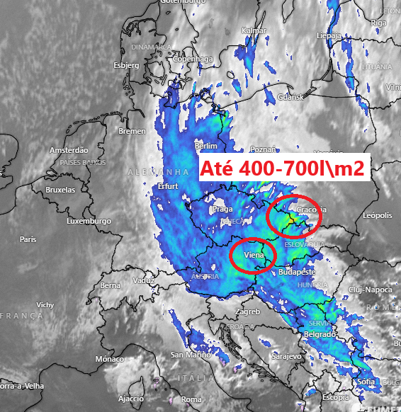 Tempestade na Europa Central - Boris - Algumas regiões podem enfrentar um "dilúvio" e as piores inundações do século XXI - Saiba a nossa previsão 13 a 15 de Setembro 2024 Tempestade na Europa, 13 a 15 de Setembro - Satélite + zonas de risco meteorológico