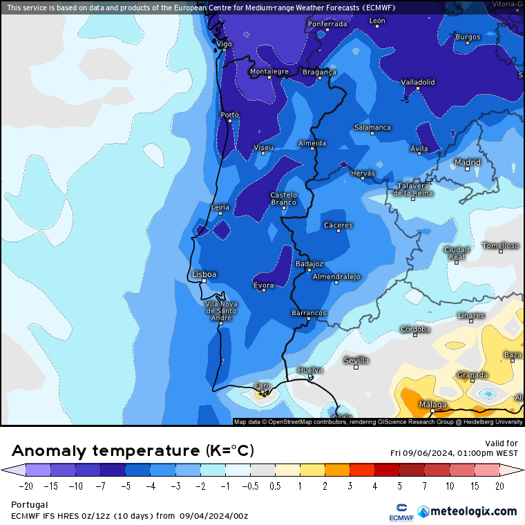 Tempo nos próximos dias - Calor de volta depois do tempo bem fresco? Montanha russa nas temperaturas nos próximos 10-15 dias - Saiba a nossa previsão atualizada! Anomalia de temperatura na Sexta, 6 de Setembro