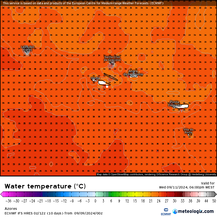 Temperatura da água do mar nos Açores, 11 de Setembro