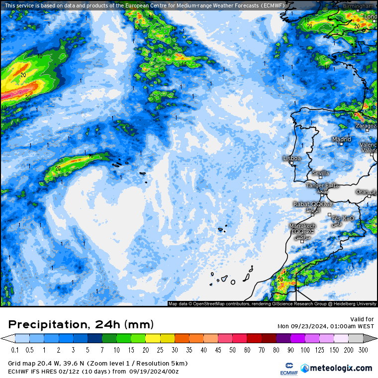 Chuva Domingo, 22 de Setembro - Previsão do tempo ECMWF