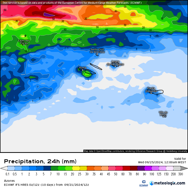 Precipitação nos Açores, Terça, 24 de Setembro