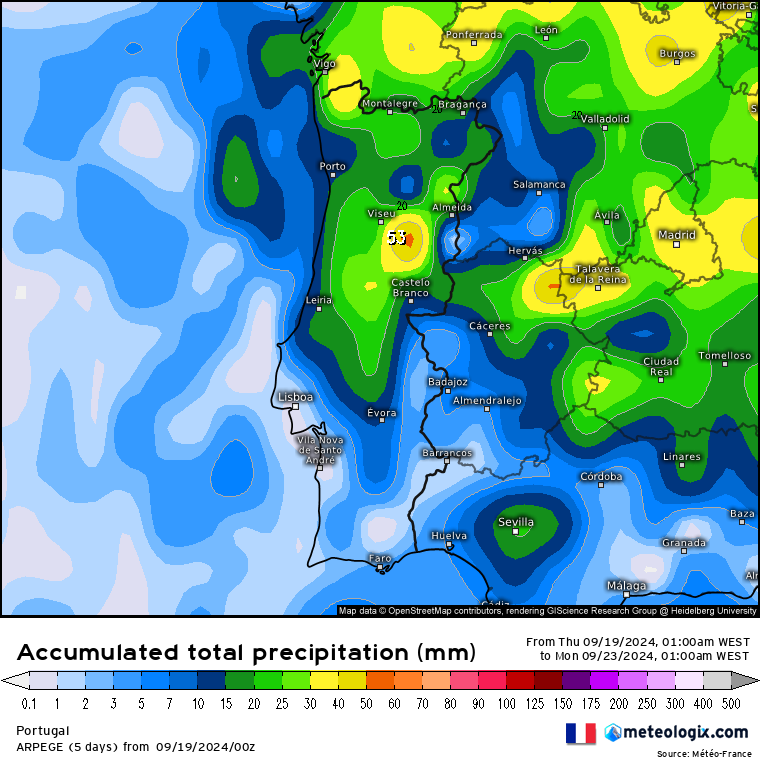 Chuva até final do dia de Domingo, 22 de Setembro - ECMWF