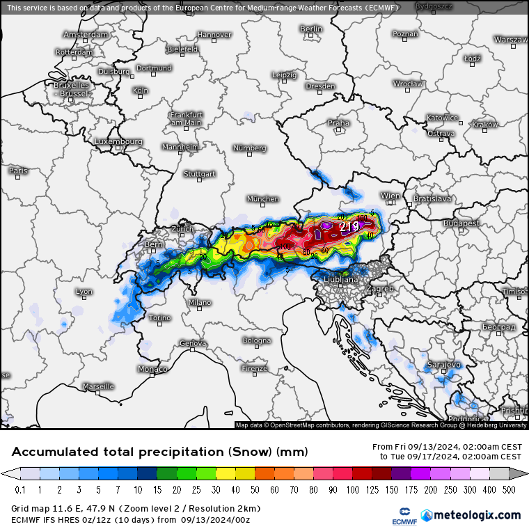 Tempestade na Europa Central - Boris - Algumas regiões podem enfrentar um "dilúvio" e as piores inundações do século XXI - Saiba a nossa previsão 13 a 15 de Setembro 2024 Nevão excecional nos Alpes - 13-15 Setembro 2024