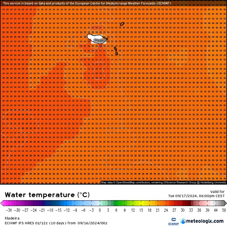 Tempo na Terça, 17 de Setembro - Risco de incêndio extremo, com vento muito forte previsto - saiba a previsão meteorológica completa Temperatura da água do mar na Madeira, Terça, 17 de Setembro