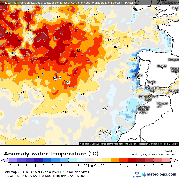 Tempo na Quarta, 18 de Setembro 2024 - Mudança gradual do tempo, mais nuvens e temperaturas em queda - saiba como estará o tempo na sua região! Temperatura da água do mar quarta 18 setembro - anomalia prevista