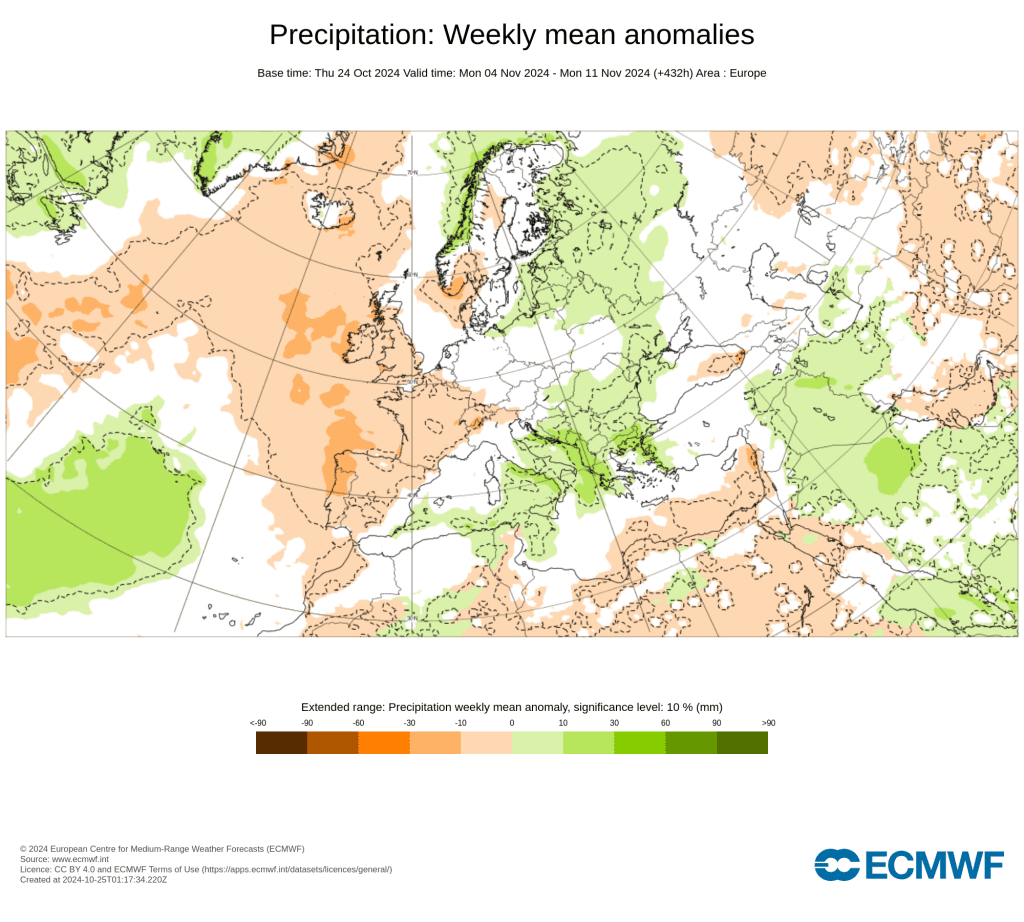 Tempo no domingo, 27 de outubro - Temporal em Espanha, alguns aguaceiros chegam a Portugal, com bastante vento! - saiba a previsão completa! Tempo seco entre 4 a 11 de novembro - previsão ECMWF mantém-se
