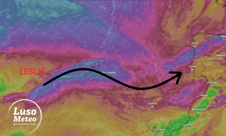 Tempestade Tropical Leslie - Efeitos em Portugal nos próximos dias (Entre 13 a 16 de Outubro) - Saiba a informação e previsão completa