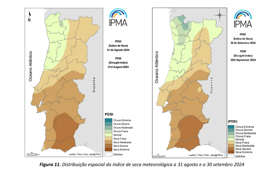 Clima - Setembro - o 4º mais frio dos últimos 25 anos, Outubro segue quente e chuvoso - o que virá a seguir? Evolução da situação da seca - Setembro 2024 - DADOS IPMA