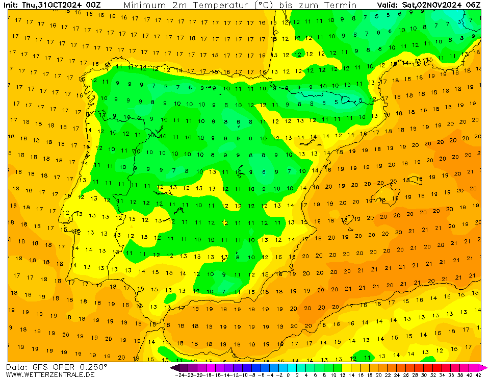 Tempo no sábado, 2 de novembro - Mudança rápida de tempo e chega tempo de primavera, de novo - nem parece novembro... - saiba a nossa previsão completa! Temperaturas no sábado, 2 de novembro, previsão GFS