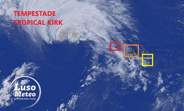 Tempestade tropical Kirk afeta os Açores com ondas até 16 metros e vento até 110km/h a partir do final da tarde desta segunda-feira, 7 de outubro – saiba a última previsão! Tempestade tropical Kirk afeta os Açores com ondas até 16 metros e vento até 110km/h a partir do final da tarde desta segunda-feira, 7 de outubro - saiba a última previsão!