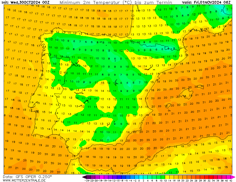 Tempo na sexta, 1 de novembro - Chuva e trovoadas no Dia de Todos os Santos, mas com mudanças à vista - saiba a previsão completa! Temperaturas na Sexta, 1 de novembro - GFS