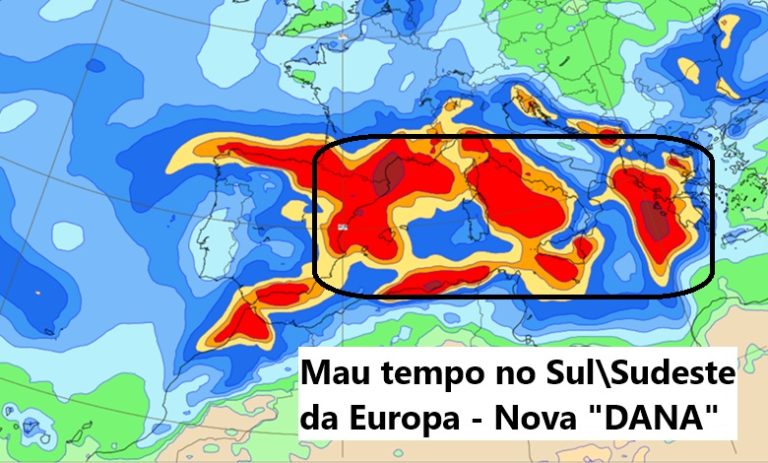 Mau tempo, com uma nova " DANA " a partir de 12 de novembro - Efeitos em Portugal, mas em especial em Espanha, França, Itália... saiba tudo!