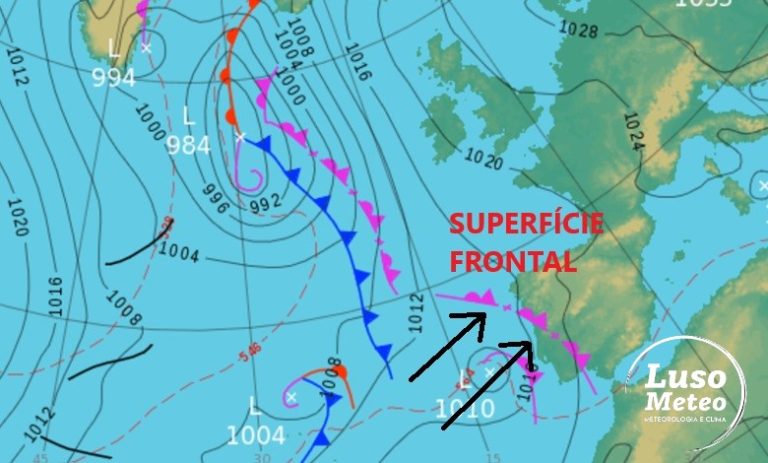 Tempo na terça, 5 de novembro - Bastante chuva devido aos efeitos de uma superfície frontal - mau tempo também nos Açores - saiba como poderá estar na sua região!