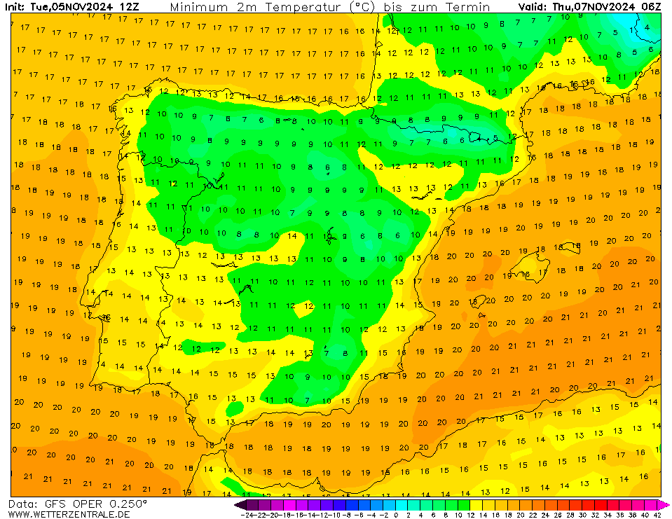 Tempo na quinta, 7 de novembro - O anticiclone parece afastar-se para o Norte da Europa - saiba o que significa para este dia e para os seguintes! Temperaturas na quinta, 7 de novembro, previsão GFS