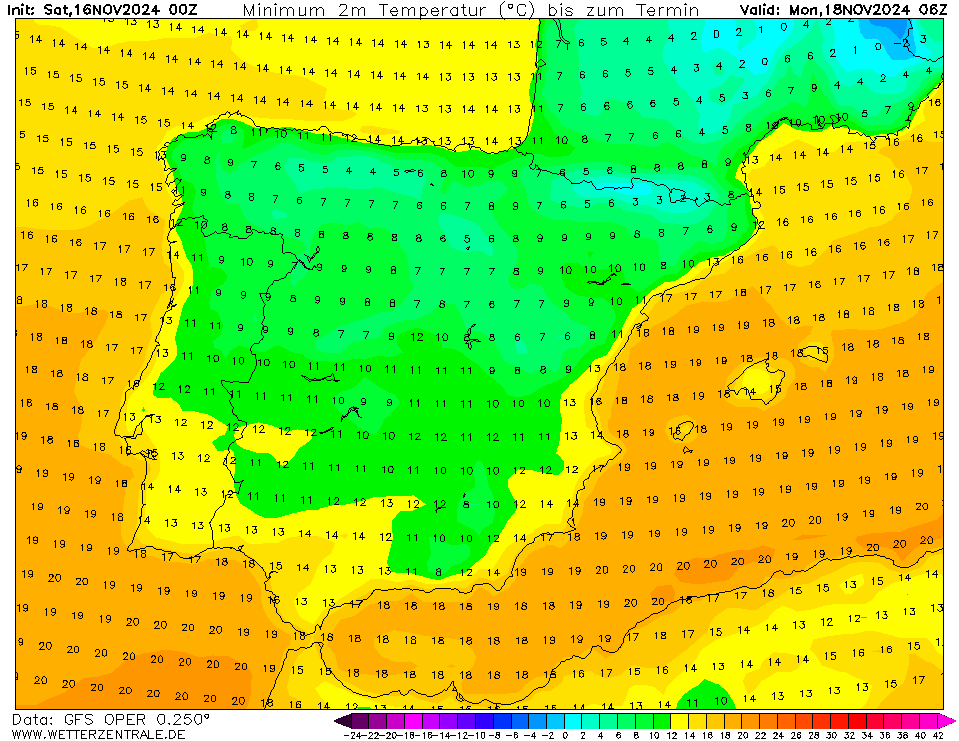 Tempo na segunda, 18 de novembro - Forte depressão (Bert?) a caminho do Norte da Europa, alguma instabilidade em Portugal - saiba como estará na sua região! Temperaturas na segunda, 18 de novembro, previsão GFS