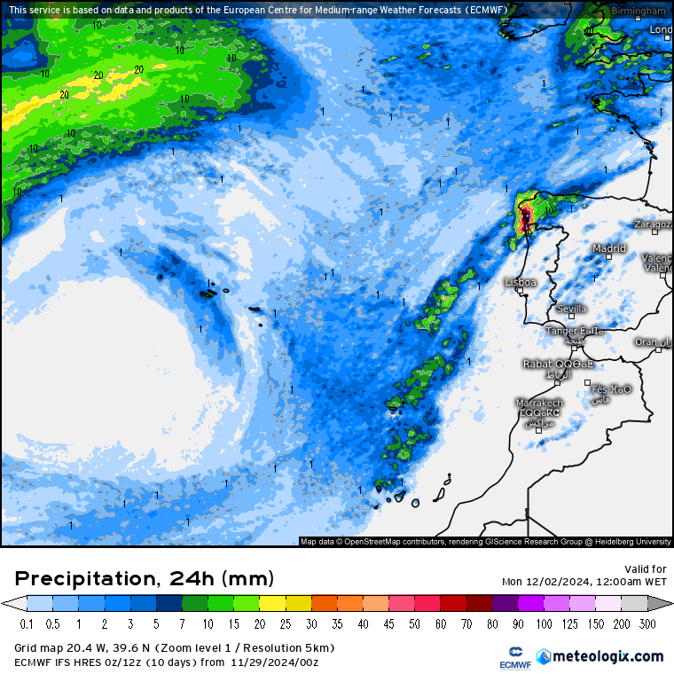 Tempo no domingo, 1 de dezembro - Muitas nuvens e tempo abafado - será que pode chover? Saiba a nossa previsão completa! Previsão de chuva acumulada para este domingo, dia 1 de dezembro