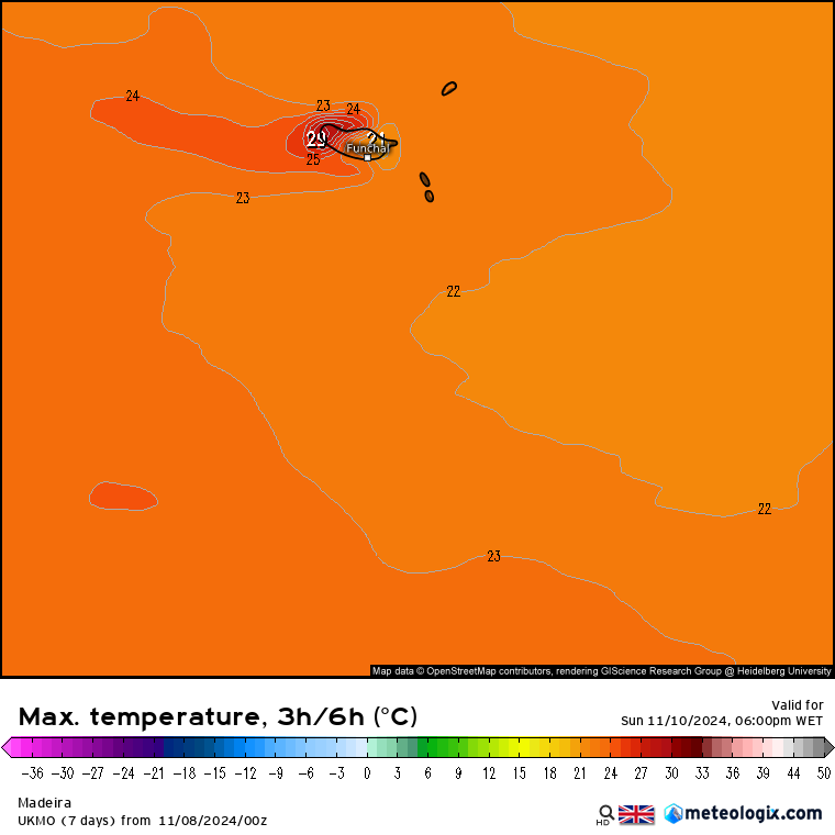 Tempo no domingo, 10 de novembro - Temperaturas voltam a subir para os 25ºC em alguns locais (e até 30ºC na Madeira!) - mas pode haver uma mudança a caminho - saiba tudo! Temperaturas perto de 30ºC no domingo na Madeira... Previsão UKMO
