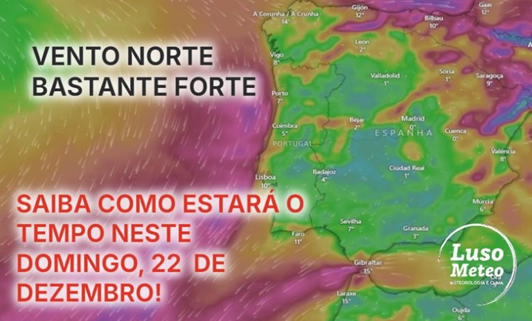 Tempo no domingo, 22 de dezembro - Bastante vento em Portugal, com depressões a provocarem bastante neve na Europa Central - saiba com o que contar na sua região!