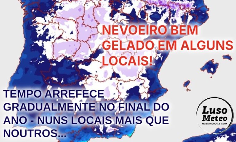 Tempo no domingo, 29 de dezembro - Dia gelado em algumas regiões, e com nevoeiros persistentes... saiba a previsão completa!
