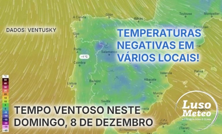 Tempo no domingo, 8 de dezembro - Tempo mais frio, vento, e temperaturas negativas em alguns locais! - saiba com o que contar na sua região!