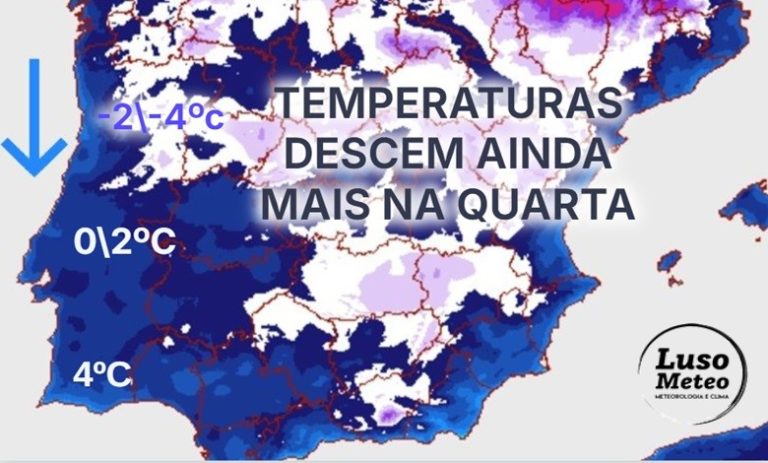 Tempo na quarta, 11 de dezembro - Um dia de sol... mas muito frio! E continua a possibilidade de alguma neve... localizada! Saiba a previsão completa!