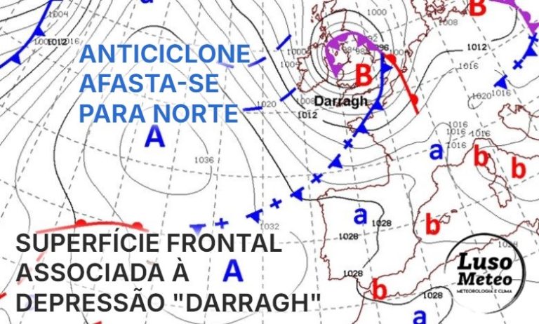 Tempo no sábado, 7 de dezembro de 2024 - Frente associada à depressão "Darragh" traz chuva e vento - temperaturas começam a descer - saiba tudo!