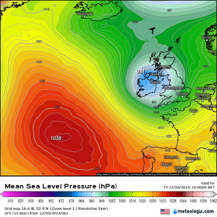 Tempestade Darragh - Violenta tempestade afeta as ilhas Britânicas entre sexta e sábado (6-7 dezembro), e mudará por completo o tempo na Europa, incluindo Portugal - saiba os detalhes! Pressão atmosférica prevista, GFS, passagem pelas ilhas Britânicas no sábado
